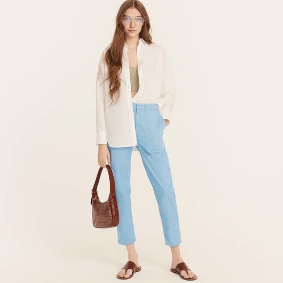 New J. Crew Patch-Pocket Slim Boyfriend Chino Pant Light Blue Women's Size 32 - Picture 1 of 10